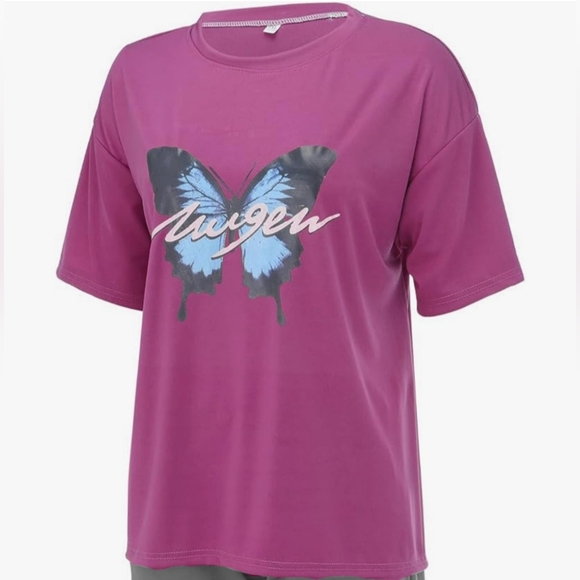 🦋3for$19 Oversized Blue Butterfly Trendy Y2K Tshirt - Picture 3 of 7